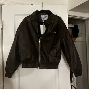 {aelfric eden} faux leather brown jacket